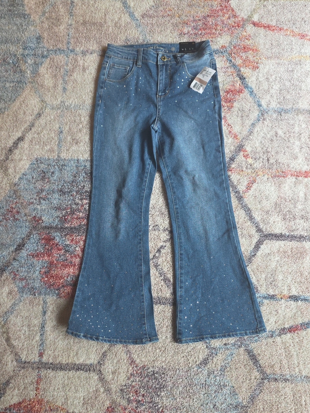 Girls' Blue Rhinestone Flare Jeans